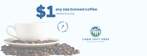 $1 Brewed Coffee Cup Facebook Cover Design Image Preview