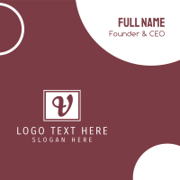 Cursive V Emblem Business Card Design