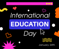 Playful Cute Education Day Facebook Post Design