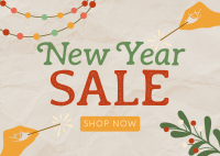 Rustic New Year Sale Postcard Image Preview