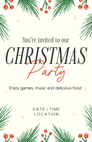 Holly Christmas Party Invitation Image Preview