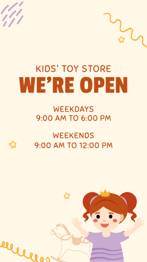 Toy Shop Hours Instagram story Image Preview
