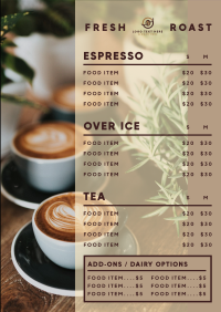 Roast Coffee Shop Menu Image Preview