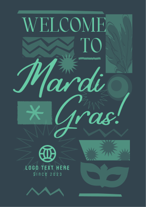 Mardi Gras Mask Welcome Flyer Image Preview