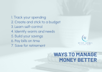 Ways to Manage Money Postcard Image Preview