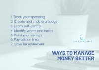 Ways to Manage Money Postcard Design