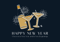 New Year Toast Postcard Image Preview