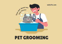 Grooming Cat Postcard Image Preview