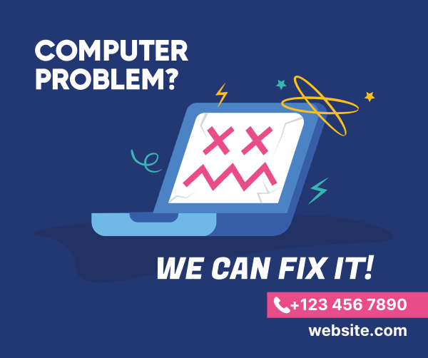 Computer Problem Repair Facebook Post Design Image Preview