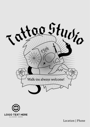 Skull Snake Tattoo Flyer Image Preview