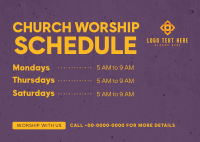 Church Worship Schedule Postcard Design