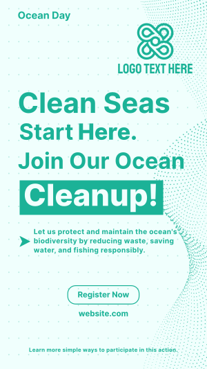 Ocean Day Clean Up Minimalist Instagram story Image Preview