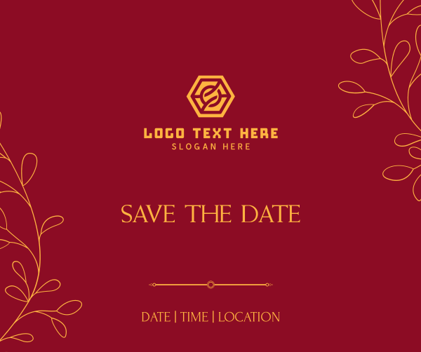 Save the Date Leaves Facebook Post Design Image Preview