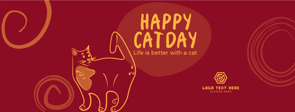 Swirly Cat Day Facebook Cover Design Image Preview