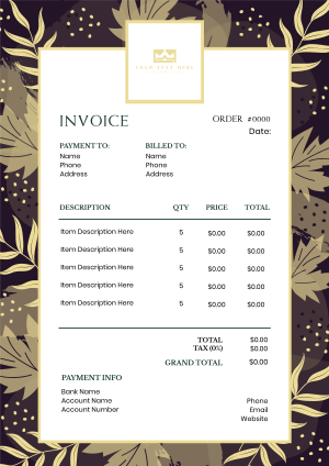Tropical Abstract Leaves Invoice Image Preview