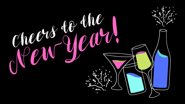Cheers to New Year! Facebook Event Cover Design