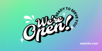 We're Open Funky Twitter post Image Preview