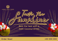 Sunshine Coconut Drink Postcard Design