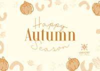 Leaves and Pumpkin Autumn Greeting Postcard Design