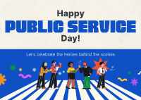 Playful Public Service Day Postcard Image Preview
