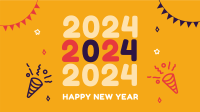 Playful New Year Greeting Facebook Event Cover Design
