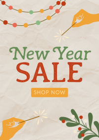 Rustic New Year Sale Poster Design