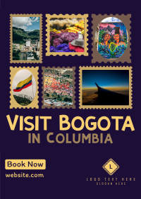 Travel to Colombia Postage Stamps Poster Design