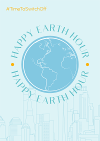 Earth Hour Lineart Flyer Design