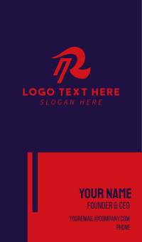 Sporty Red Letter R  Business Card Design