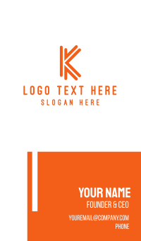 Orange K Outline Business Card Design