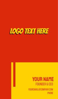 Yellow Comic Book Business Card Design