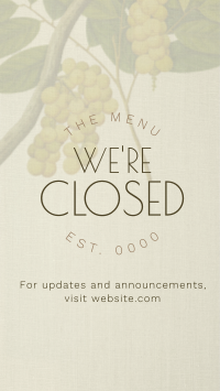 Rustic Closed Restaurant Instagram story Image Preview