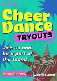 Quirky Cheerleading Tryouts Poster Preview