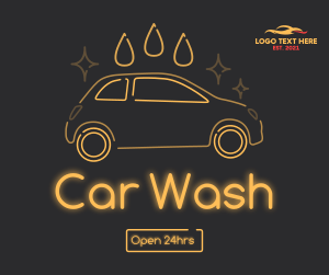 Neon sign Car wash Facebook post