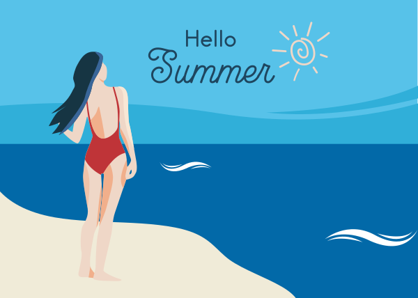 Hello Summer Scenery Postcard Design Image Preview