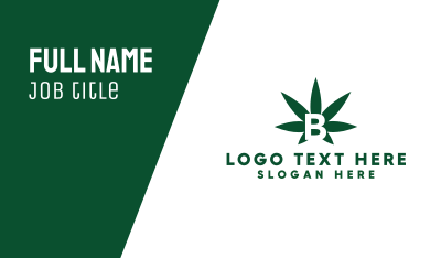 Green Cannabis B Business Card Image Preview