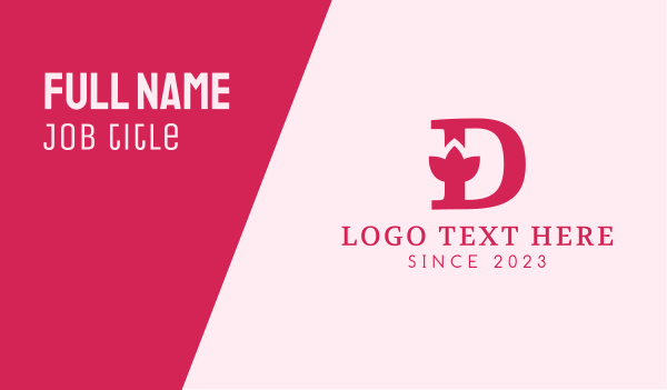 Pink Letter D Flower  Business Card Design Image Preview