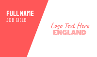 Red & White England Font Text Wordmark Business Card Design