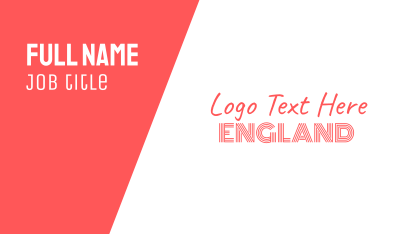 Red & White England Font Text Wordmark Business Card