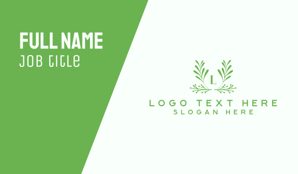 Green Foliage Letter Business Card Design Image Preview