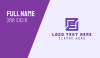 Purple Gaming Letter E Business Card Design