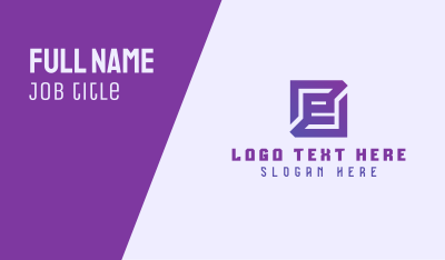 Purple Gaming Letter E Business Card Image Preview