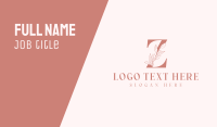Elegant Leaves Letter Z Business Card Image Preview