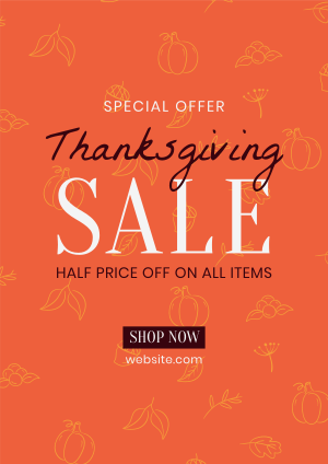Thanksgiving Line Art Sale Flyer Image Preview