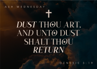 Minimalist Ash Wednesday Postcard Image Preview