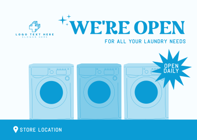 Laundry Store Hours Postcard Image Preview