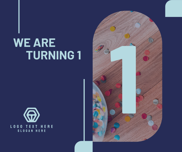 We Are Turning 1 Facebook Post Design Image Preview