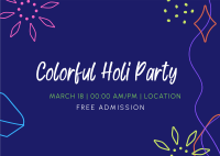 Holi Party Postcard Design