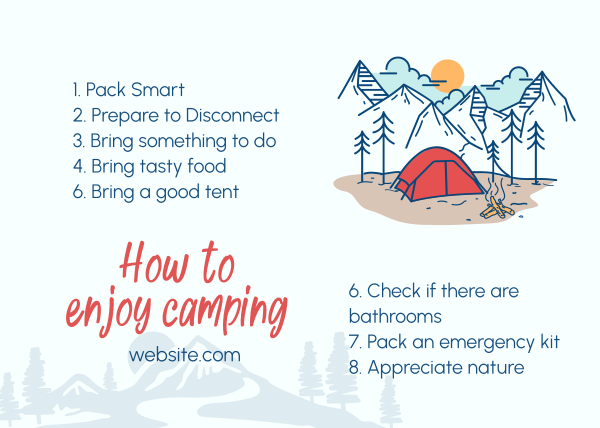 How to enjoy camping Postcard Design Image Preview