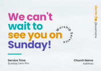 Colorful Sunday Service Postcard Design